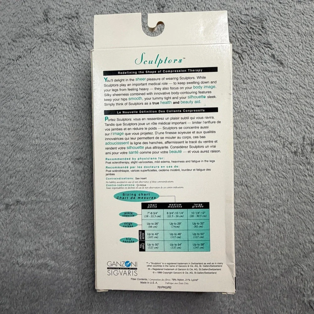 Sigvaris Sculptors 761 Compression Pantyhose Black Medium Avg 18-25mm Hg 761P710